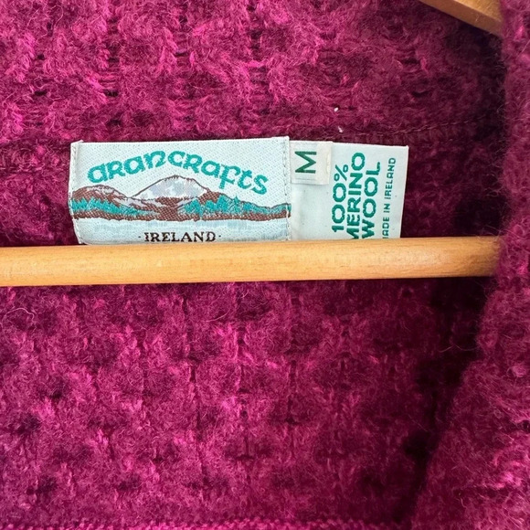 Aran crafts pink Two Tone Merino Wool Coat cardigan - Picture 8 of 8